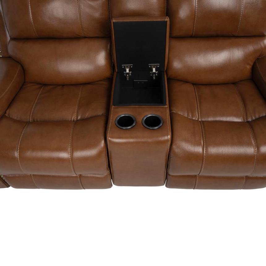 Durham Tan Leather Power Reclining Sofa w/Console alternate image, 7 of 13 images.