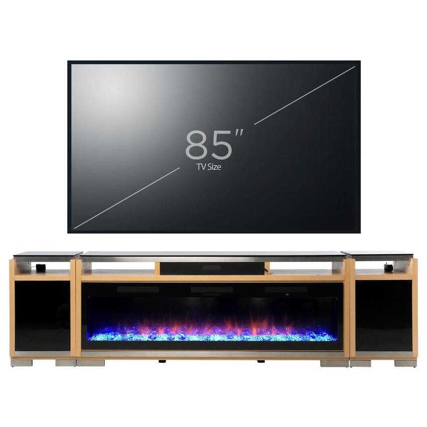 Teire Natural Electric Fireplace w/Cabinets alternate image, 2 of 7 images.