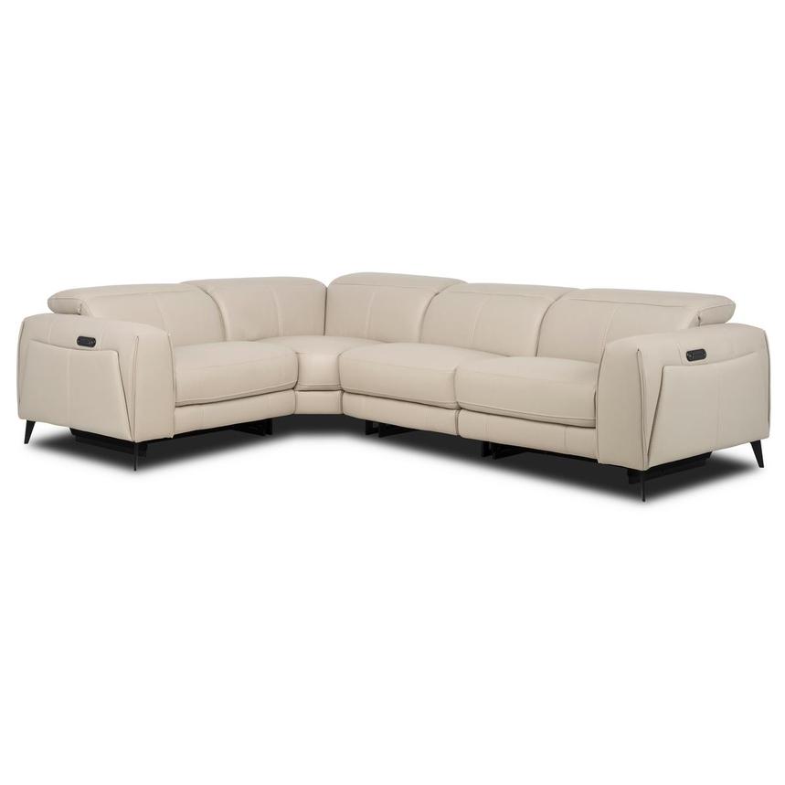 Luke 2.0 Taupe Leather Power Reclining Sectional with 4PCS/2PWR  main image, 1 of 9 images.