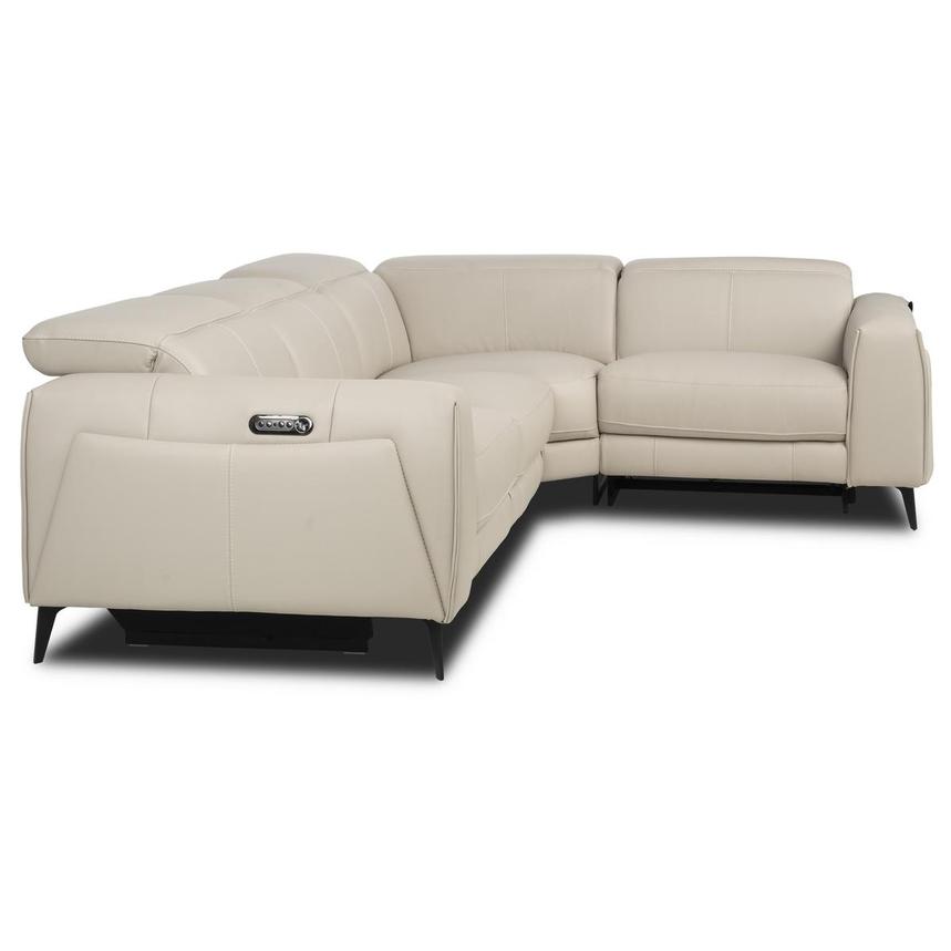 Luke 2.0 Taupe Leather Power Reclining Sectional with 4PCS/2PWR alternate image, 4 of 10 images.