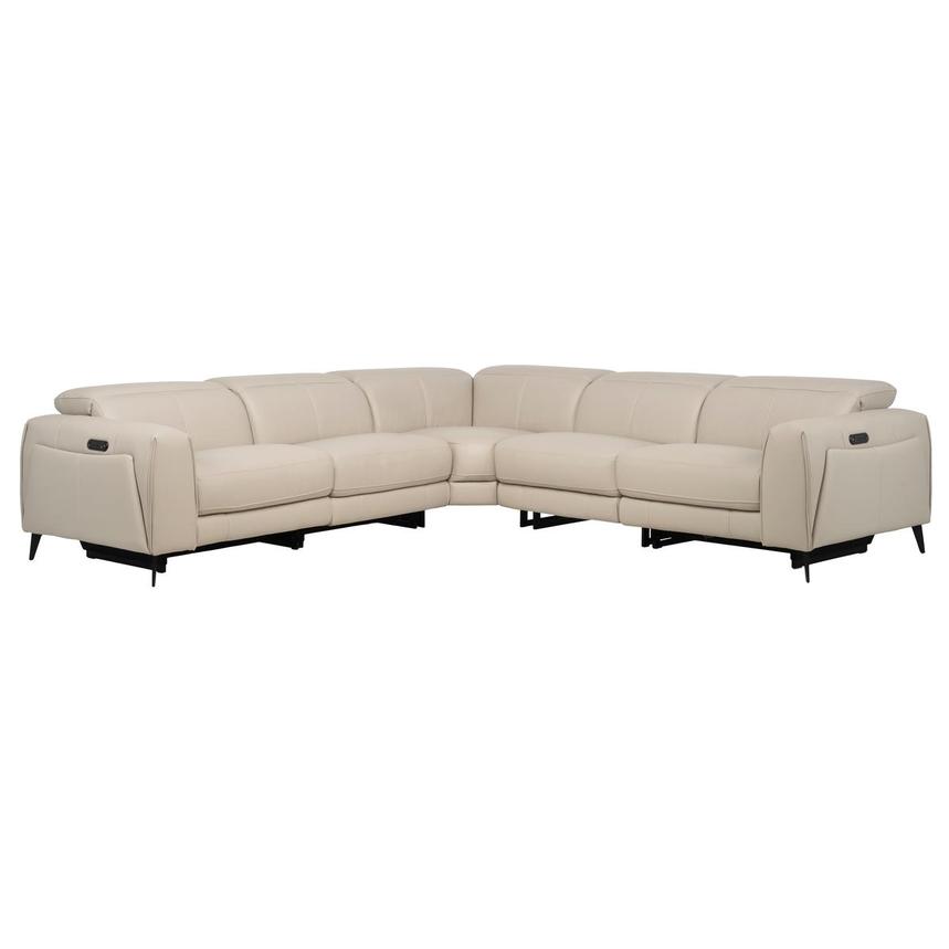 Luke 2.0 Taupe Leather Power Reclining Sectional with 5PCS/2PWR  main image, 1 of 9 images.