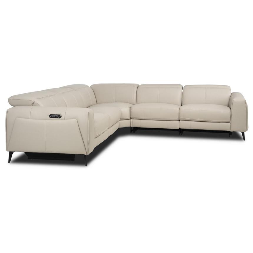 Luke 2.0 Taupe Leather Power Reclining Sectional with 5PCS/2PWR alternate image, 4 of 11 images.