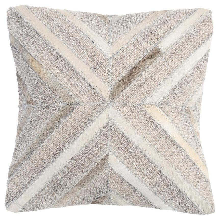 Vector Gray Cowhide Patchwork Accent Pillow  main image, 1 of 4 images.