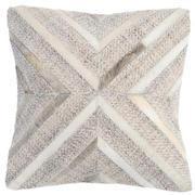 Vector Gray Cowhide Patchwork Accent Pillow  main image, 1 of 4 images.