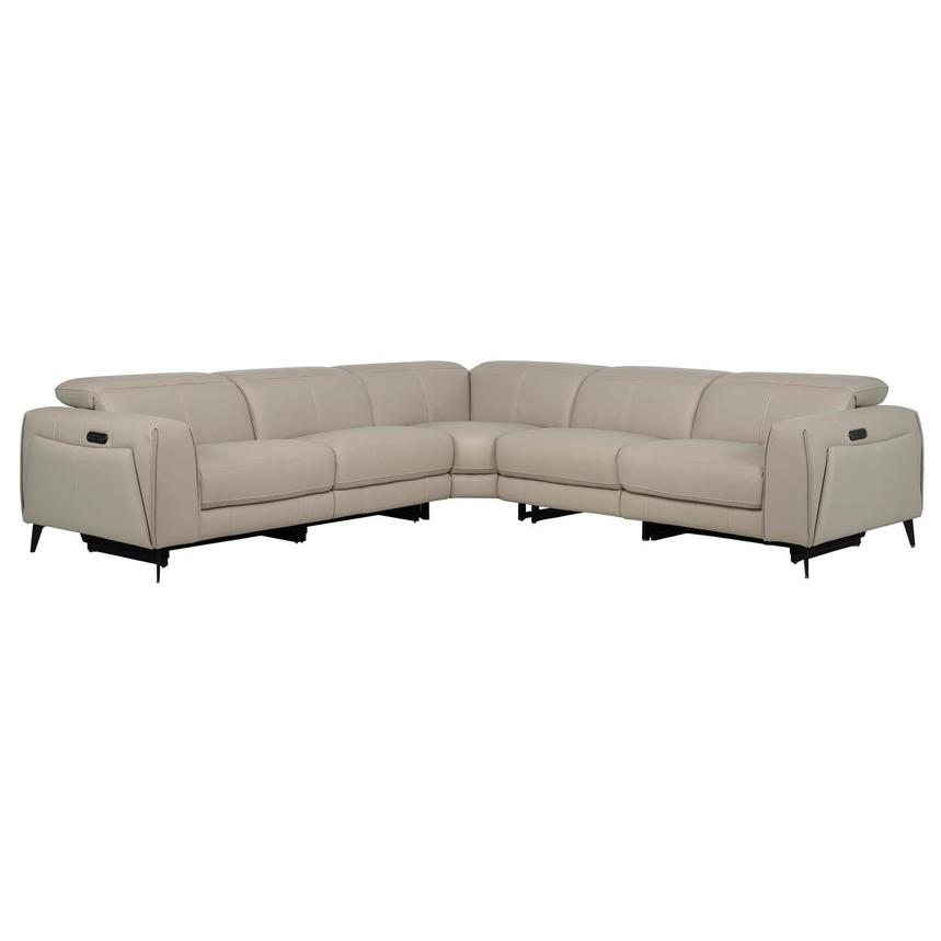Luke 2.0 Taupe Leather Power Reclining Sectional with 5PCS/2PWR  main image, 1 of 8 images.
