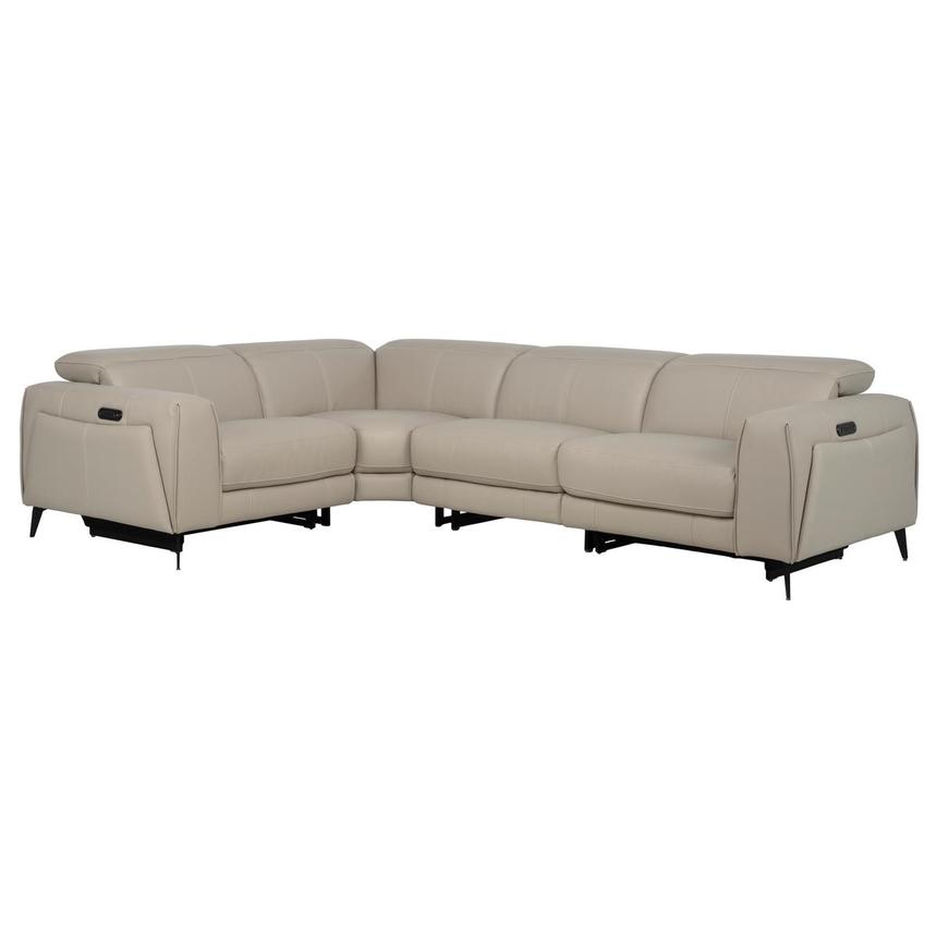 Luke 2.0 Taupe Leather Power Reclining Sectional with 4PCS/2PWR  main image, 1 of 8 images.