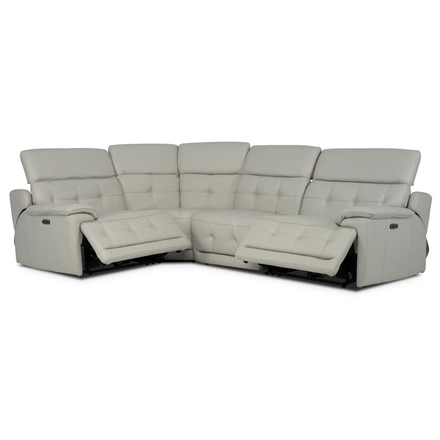 Graystone Gray Leather Power Reclining Sectional with 4PCS/2PWR alternate image, 2 of 9 images.