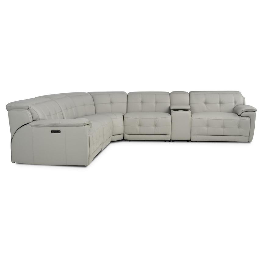 Graystone Gray Leather Power Reclining Sectional with 6PCS/2PWR alternate image, 2 of 12 images.