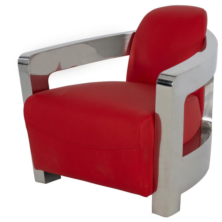 Aviator II Red Leather Accent Chair  main image, 1 of 8 images.