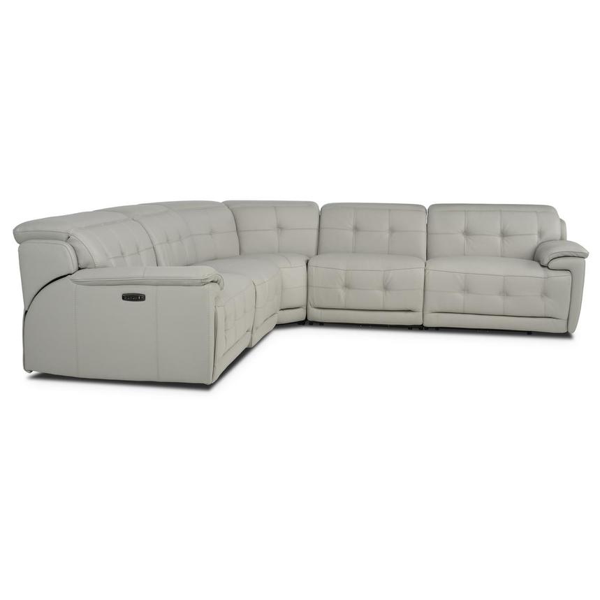 Graystone Gray Leather Power Reclining Sectional with 5PCS/3PWR  alternate image, 2 of 9 images.