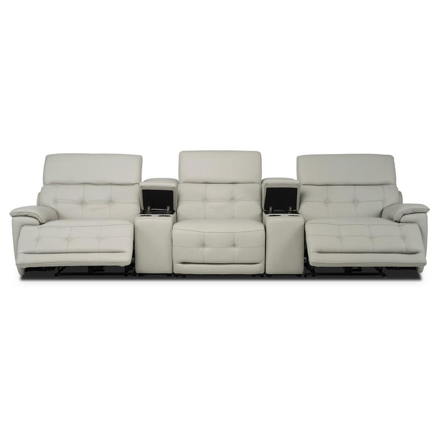 Graystone Gray Home Theater Leather Seating with 5PCS/2PWR  alternate image, 2 of 11 images.