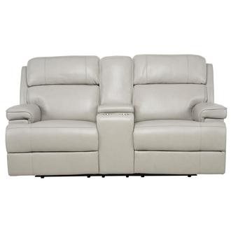 Alex Gray Leather Power Reclining Loveseat