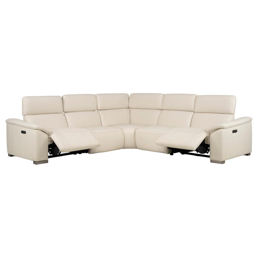 Cordova Cream Leather Power Reclining Sectional with 5PCS/2PWR alternate image, 2 of 10 images.