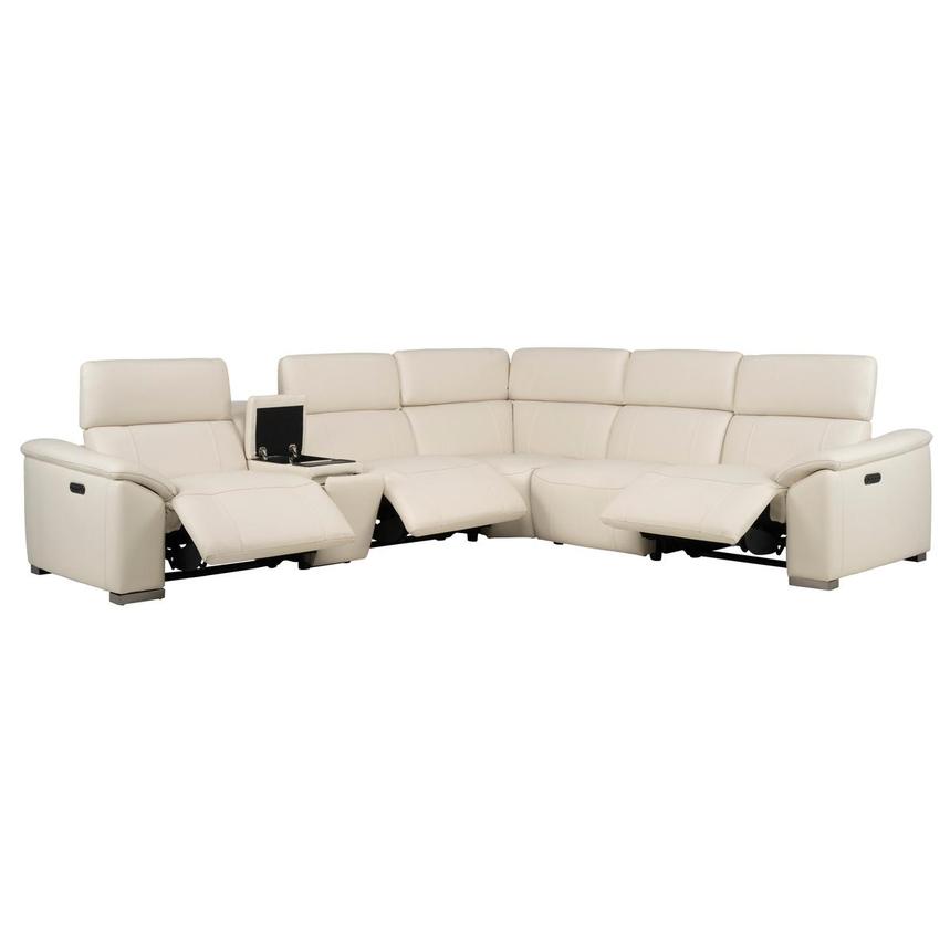 Cordova Cream Leather Power Reclining Sectional with 6PCS/3PWR  alternate image, 2 of 13 images.