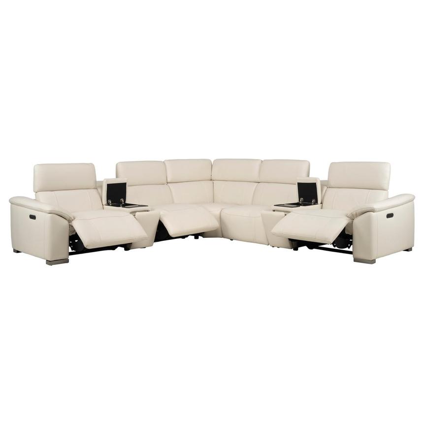 Cordova Cream Leather Power Reclining Sectional with 7PCS/3PWR  alternate image, 2 of 13 images.