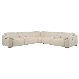 Cordova Cream Leather Power Reclining Sectional with 7PCS/3PWR
