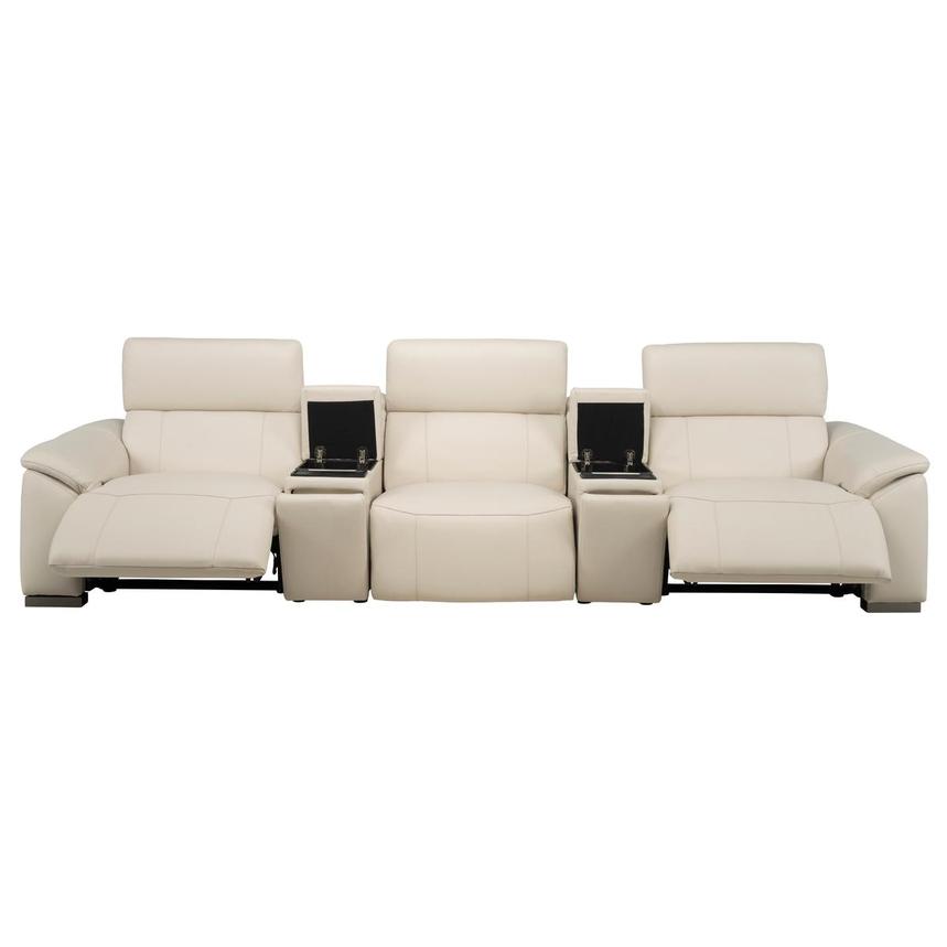 Cordova Cream Home Theater Leather Seating with 5PCS/2PWR  alternate image, 4 of 12 images.