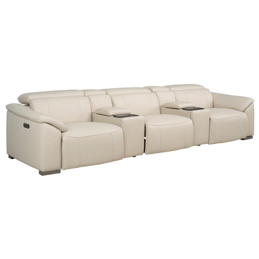 Cordova Cream Home Theater Leather Seating with 5PCS/2PWR alternate image, 2 of 11 images.