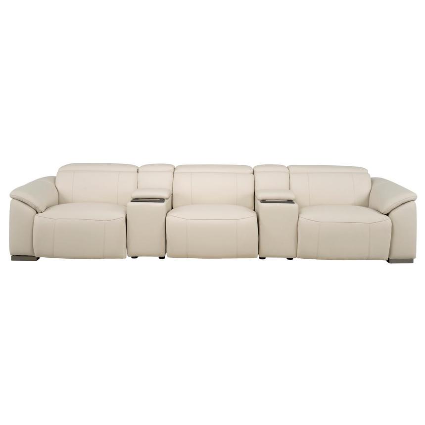 Cordova Cream Home Theater Leather Seating with 5PCS/3PWR alternate image, 2 of 13 images.