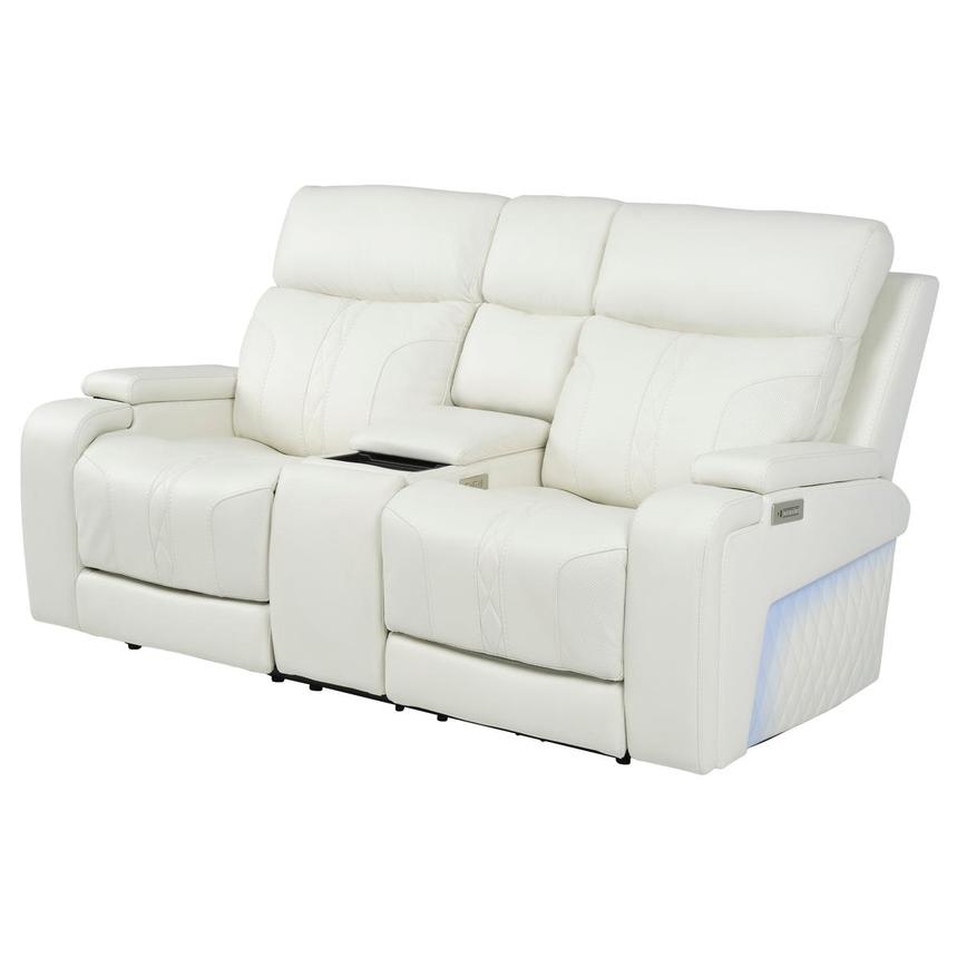 Zeus Leather Power Reclining Sofa w/Console  main image, 1 of 16 images.
