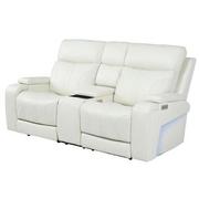 Zeus Leather Power Reclining Sofa w/Console  main image, 1 of 16 images.