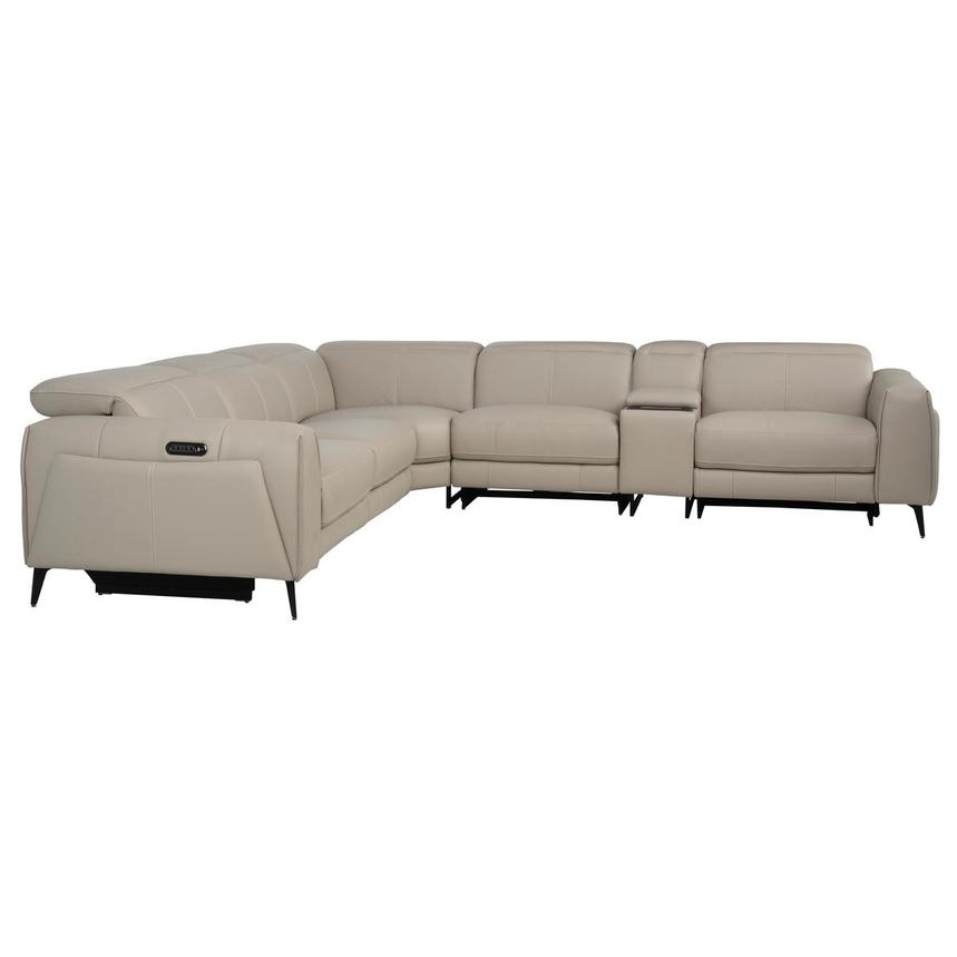 Luke 2.0 Taupe Leather Power Reclining Sectional with 7PCS/3PWR alternate image, 4 of 12 images.