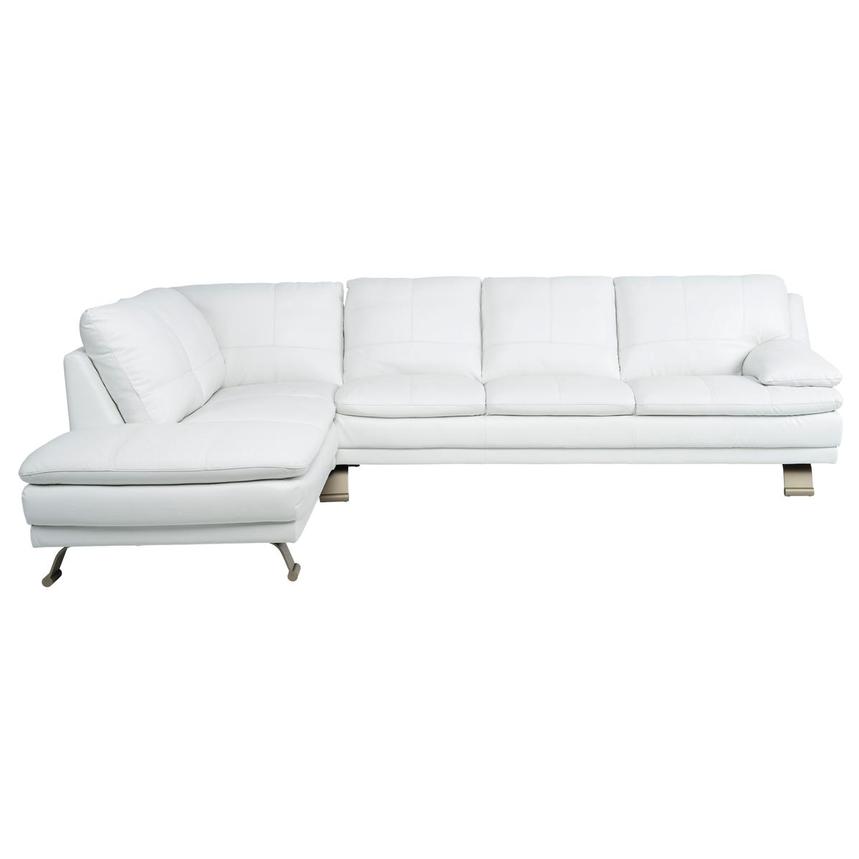 Rio White II Leather Corner Sofa w/Left Chaise alternate image, 2 of 9 images.