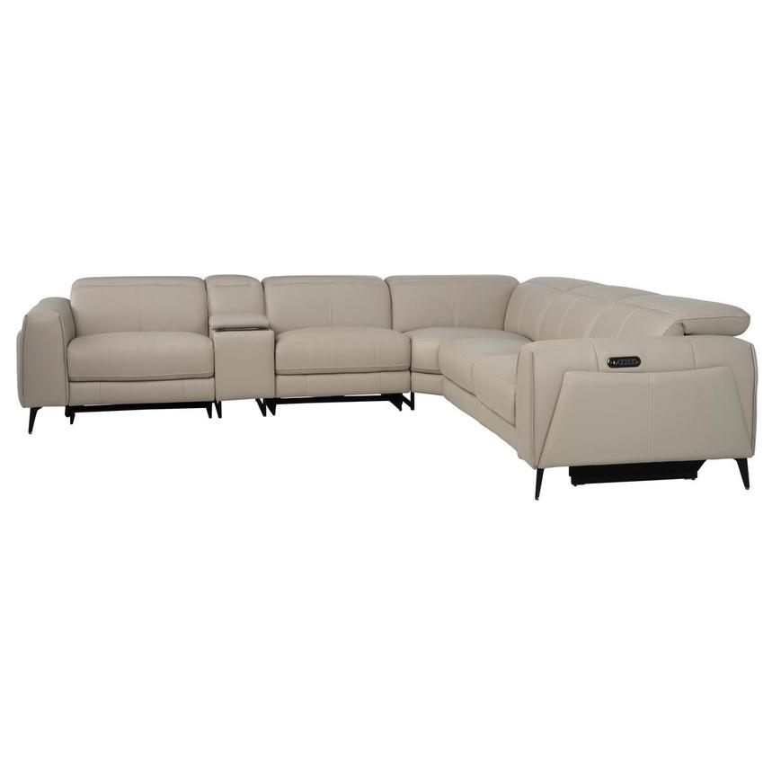 Luke 2.0 Taupe Leather Power Reclining Sectional with 6PCS/3PWR  alternate image, 4 of 12 images.