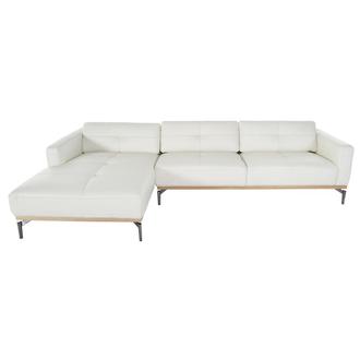 Nate White Leather Corner Sofa w/Left Chaise