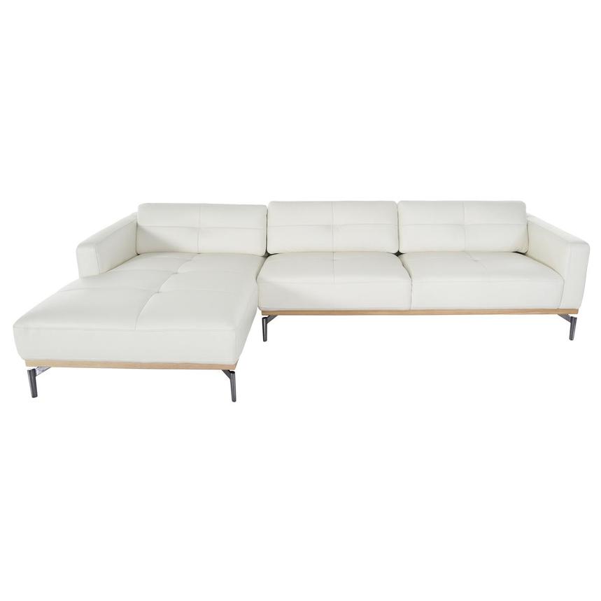 Nate White Leather Corner Sofa w/Left Chaise  main image, 1 of 7 images.