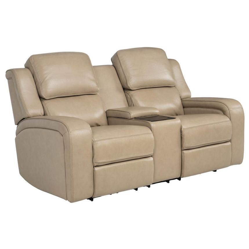 Epic Taupe Leather Power Reclining Loveseat  alternate image, 3 of 12 images.