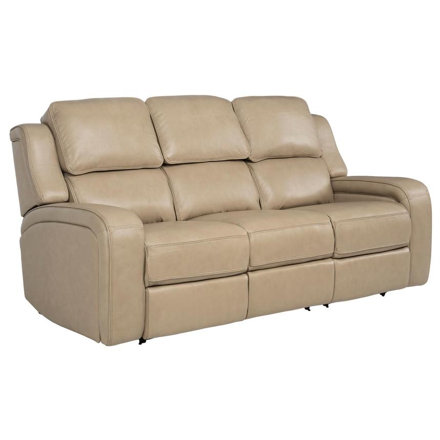 Epic Taupe Leather Power Reclining Sofa  alternate image, 3 of 14 images.