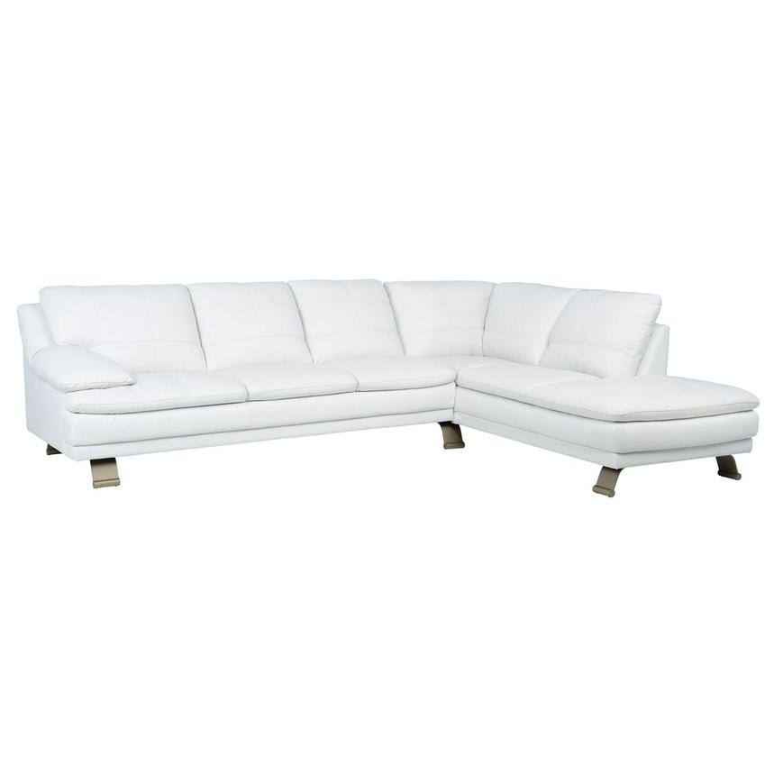 Rio White II Leather Corner Sofa w/Right Chaise  main image, 1 of 9 images.