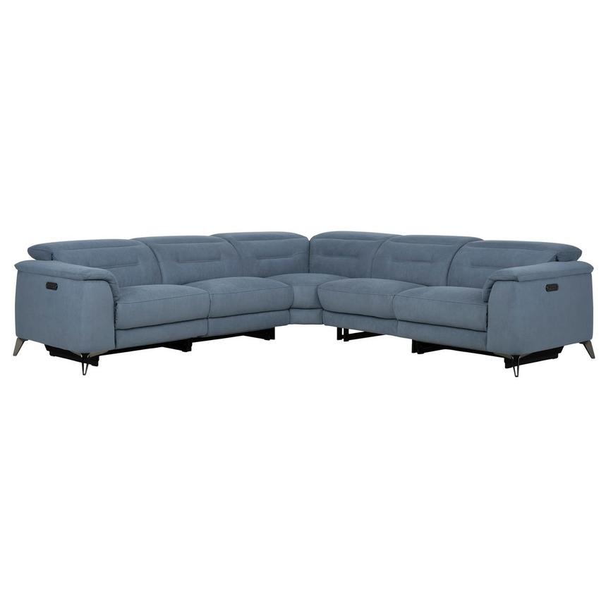 Claribel II Light Blue Power Reclining Sectional with 5PCS/3PWR  main image, 1 of 10 images.