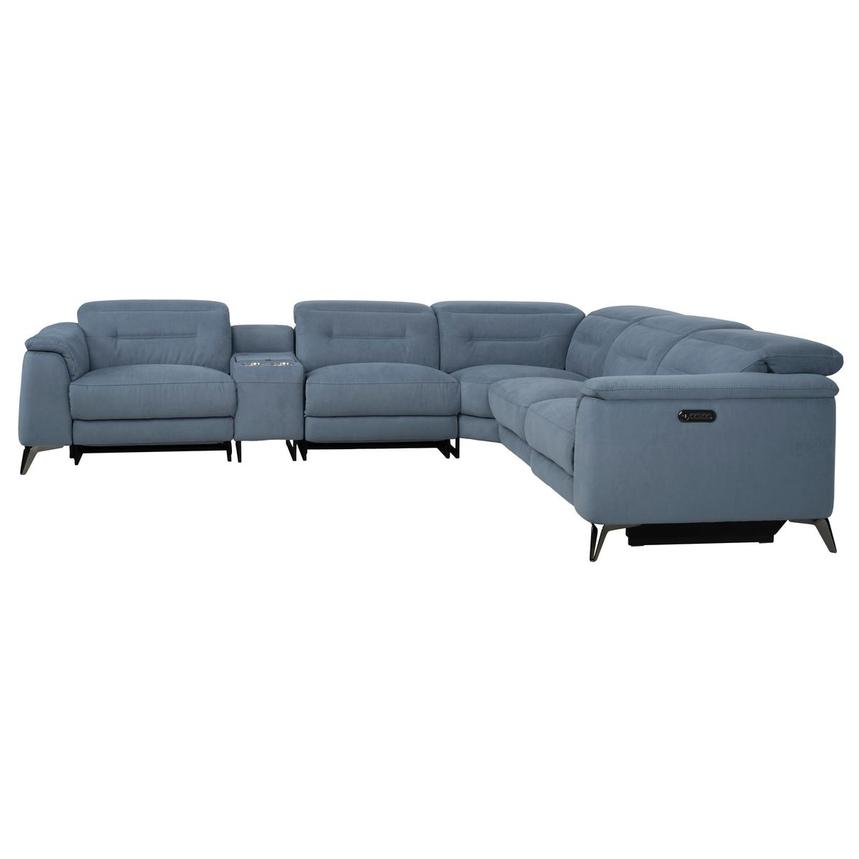 Claribel II Light Blue Power Reclining Sectional with 6PCS/2PWR  alternate image, 3 of 13 images.