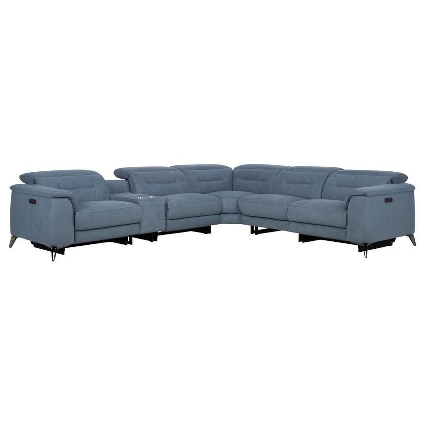Claribel II Light Blue Power Reclining Sectional with 6PCS/3PWR  alternate image, 3 of 13 images.