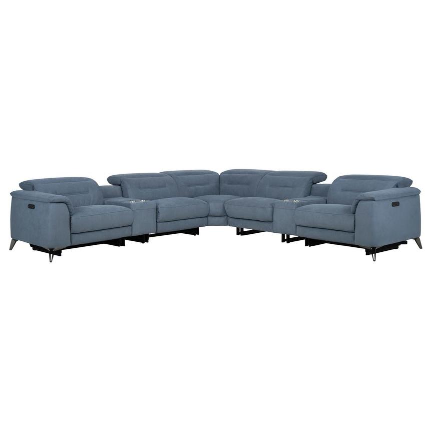Claribel II Light Blue Power Reclining Sectional  main image, 1 of 13 images.