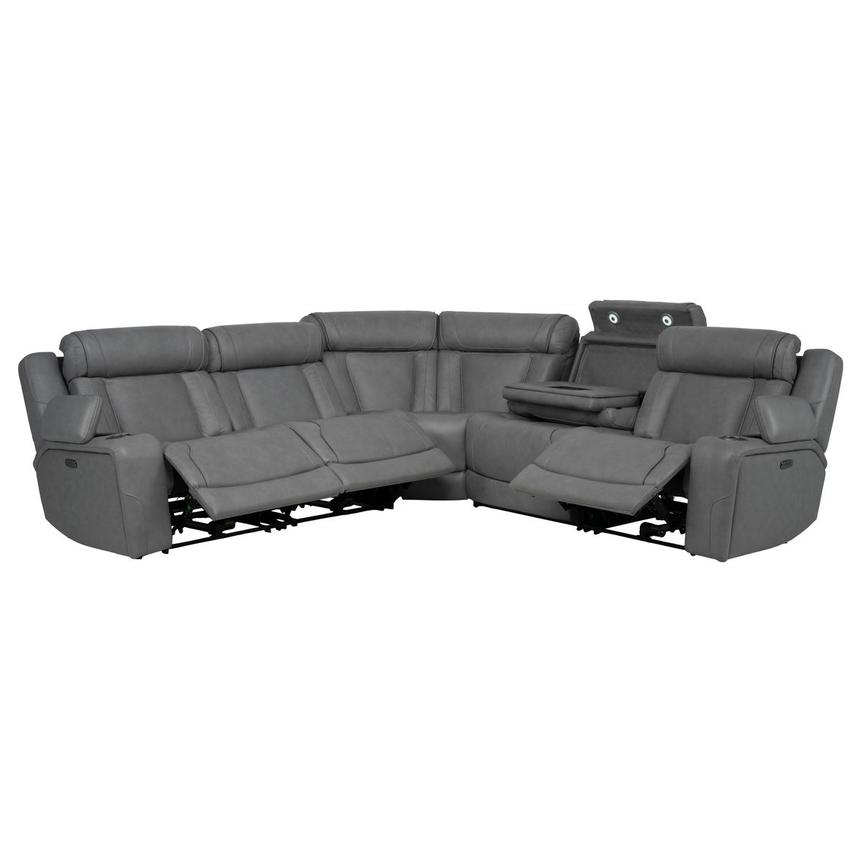 Odyssey Cobalt 5PCS/3PWR Leather Power Reclining Sectional  alternate image, 3 of 16 images.