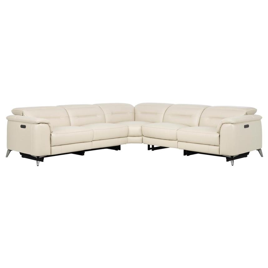 Anabel Cream 2.0 Leather Power Reclining Sectional with 5PCS/2PWR