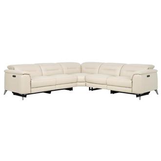 Anabel Cream 2.0 Leather Power Reclining Sectional with 5PCS/2PWR
