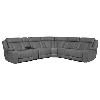 Cobalt 6PCS/3PWR Leather Power Reclining Sectional w/Beverage Cooler