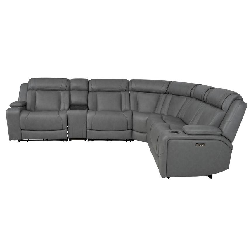 Odyssey Cobalt 6PCS/3PWR Leather Power Reclining Sectional w/Beverage Cooler alternate image, 4 of 20 images.