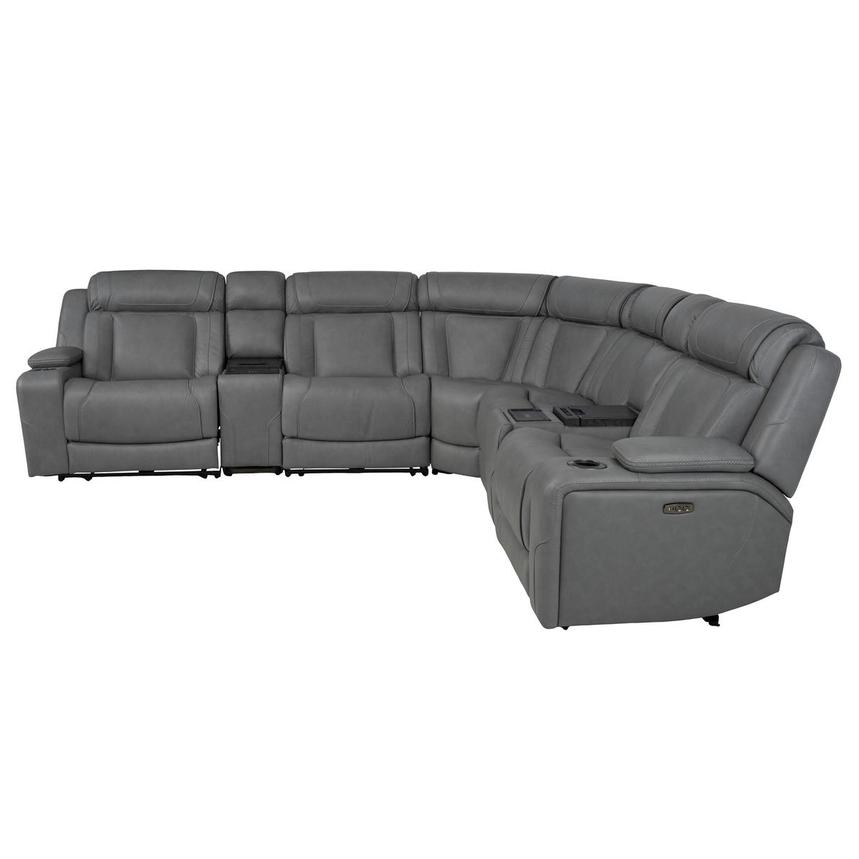 Odyssey Cobalt 7PCS/3PWR Leather Power Reclining Sectional w/Beverage Cooler  alternate image, 4 of 18 images.
