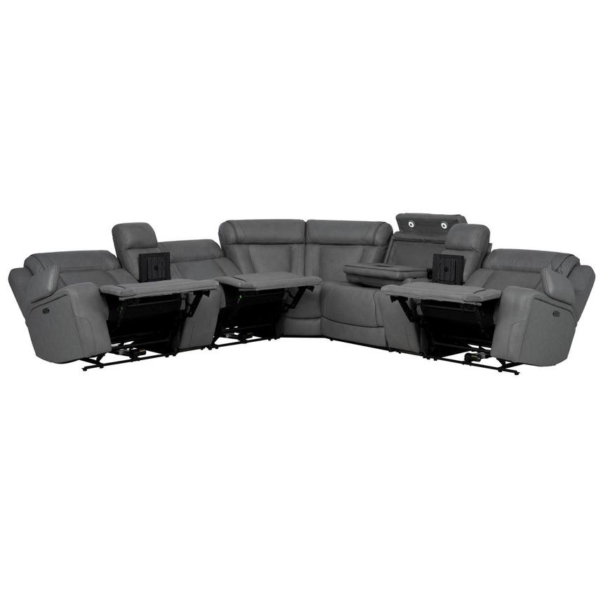 Odyssey Cobalt 7PCS/3PWR Leather Power Reclining Sectional w/Beverage Cooler alternate image, 4 of 20 images.