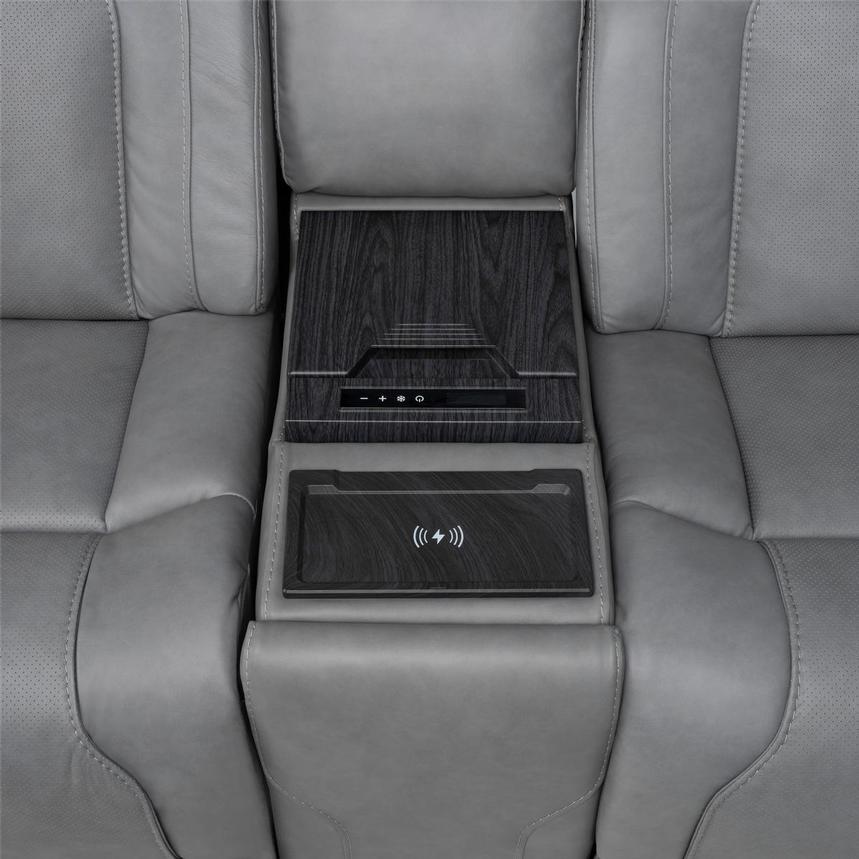Odyssey Cobalt 7PCS/3PWR Leather Power Reclining Sectional w/Beverage Cooler alternate image, 9 of 20 images.