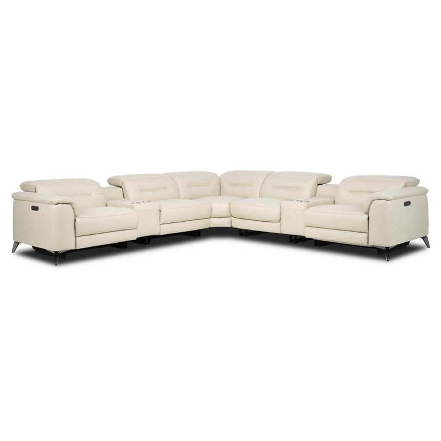 Anabel Cream 2.0 Leather Power Reclining Sectional with 7PCS/3PWR  main image, 1 of 5 images.