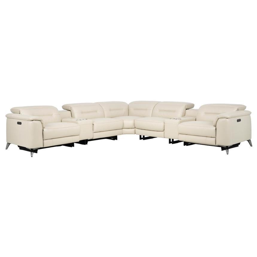 Anabel Cream 2.0 Leather Power Reclining Sectional with 7PCS/3PWR