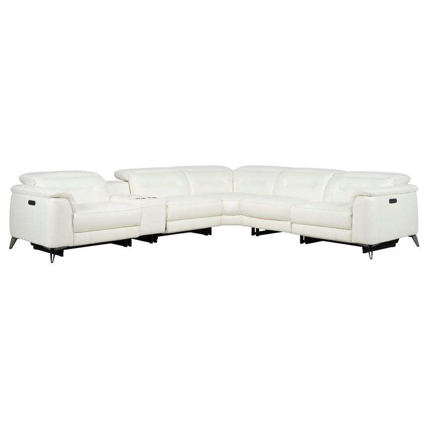 Anabel White 2.0 Leather Power Reclining Sectional with 6PCS/3PWR  main image, 1 of 12 images.