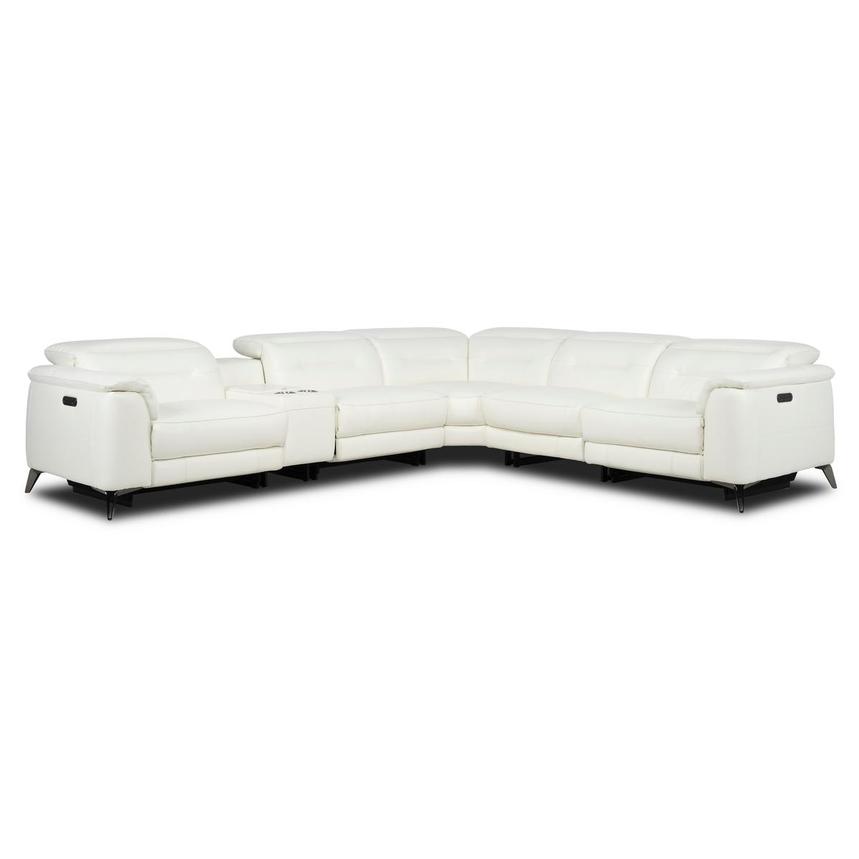 Anabel White 2.0 Leather Power Reclining Sectional with 6PCS/3PWR  main image, 1 of 12 images.