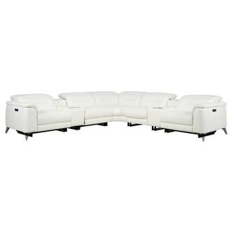 Anabel White 2.0 Leather Power Reclining Sectional with 7PCS/3PWR